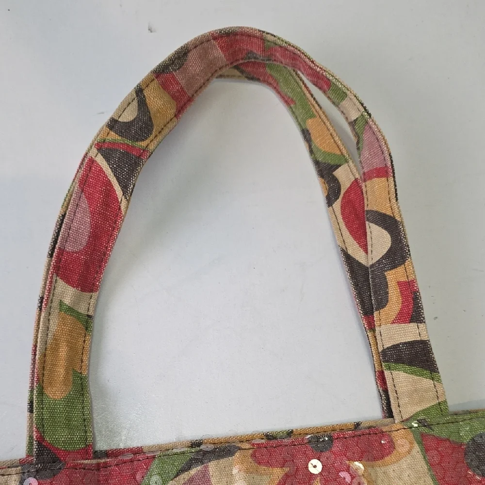 Fashion Express FE Colorful Floral Sequin Tote Bag - Picture 4 of 8